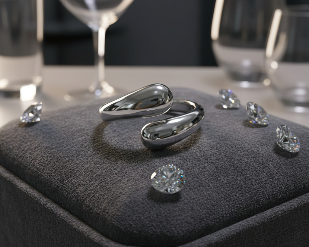 The Celeste Double Orb Ring