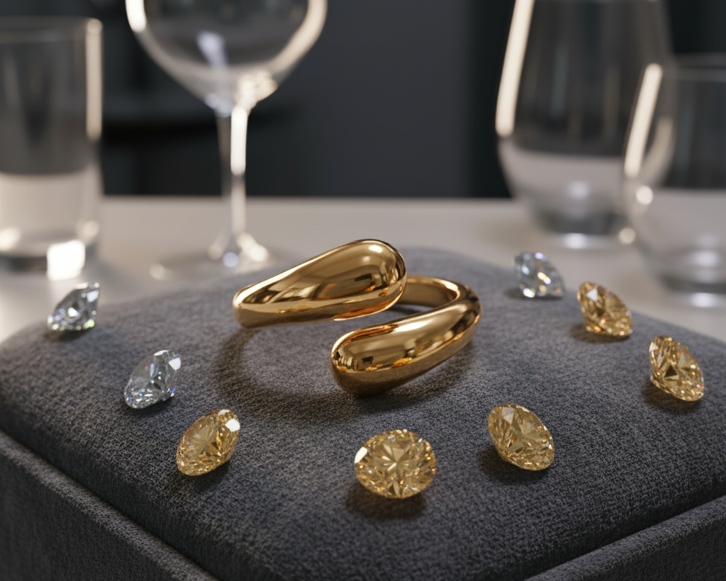 The Celeste Double Orb Ring