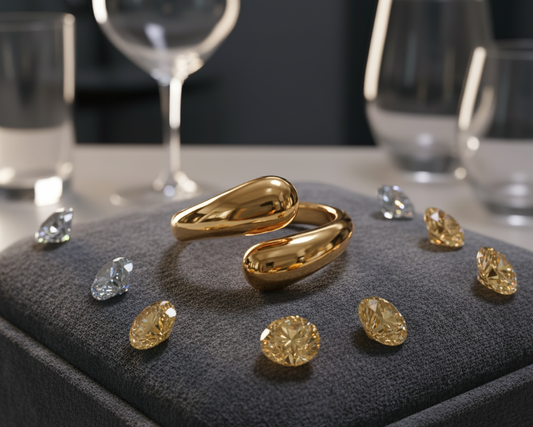 The Celeste Double Orb Ring