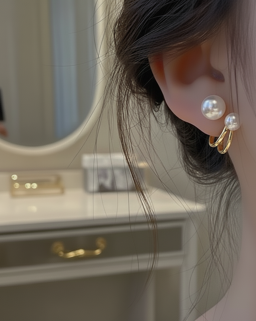 Gilded  Pearls earring